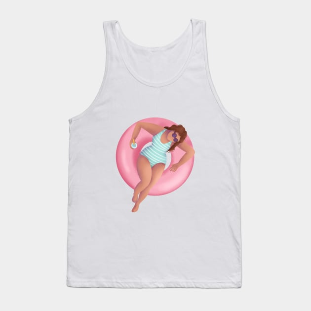 Girl In Swimming Pool Illustration Tank Top by gusstvaraonica